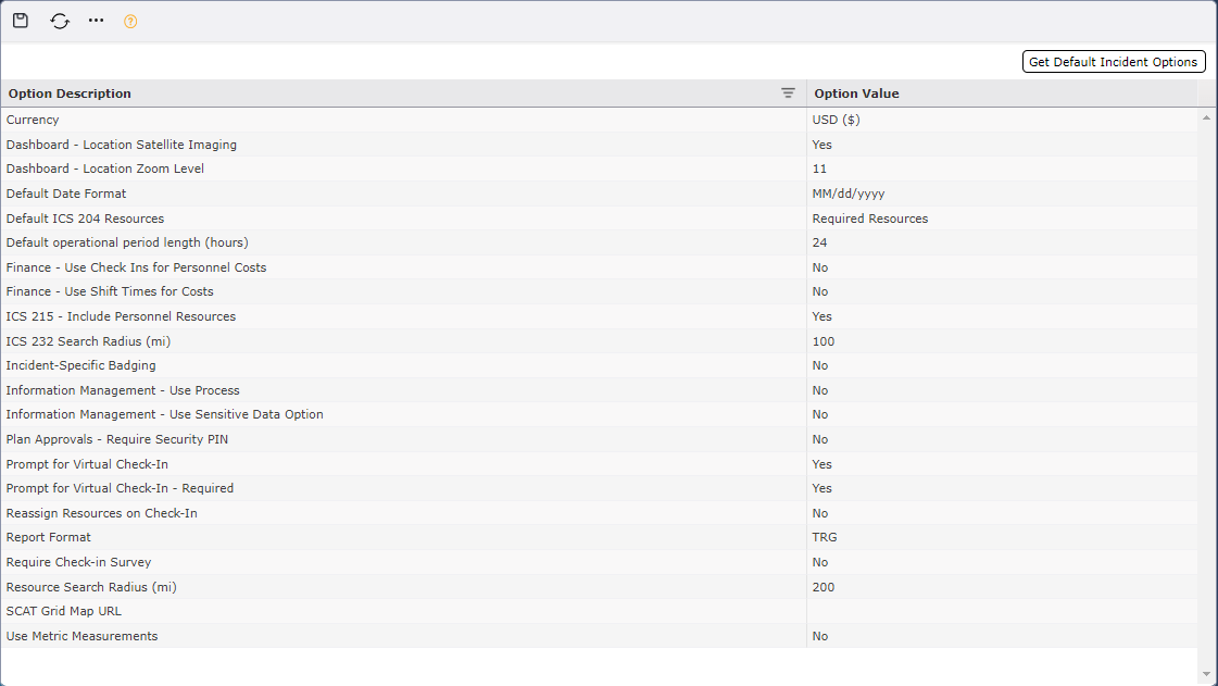 Admin - Incident Specific Options