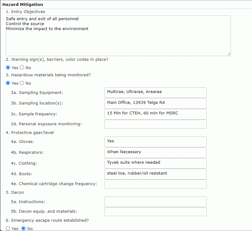 ICS 201-5 - Site Safety and Control Analysis